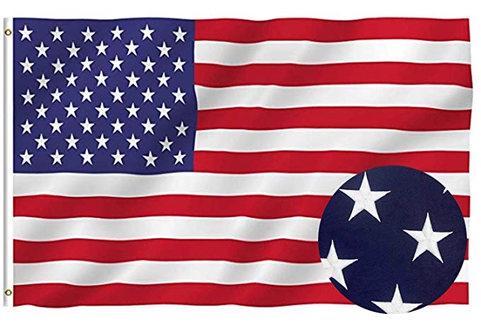 Lecoolife American Flag 3x5 ft, Long Lasting Durable Polyester Flag Built Outdoor Use - Embroidered Stars, Sewn Stripes Brass Grommets Strengthened Double Stitching U.S. Flags