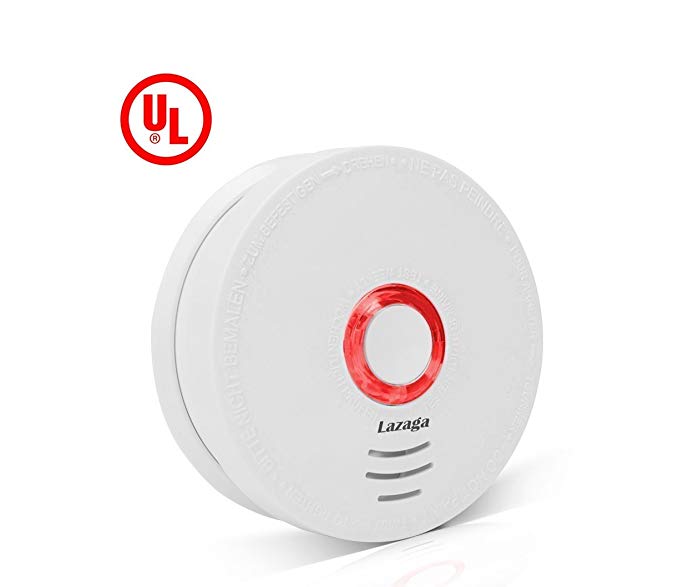 Lazaga Smoke Detector,Smoke and Fire Alarm with UL Listed GS528A,Smoke Monitor Warning Alarm Sensor Detector Battery Powered(Battery included)