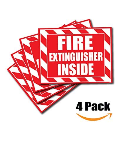 (4 Pack) Fire Extinguisher Inside Sticker Decal Sign Self Adhesive for Trucks or Equipment